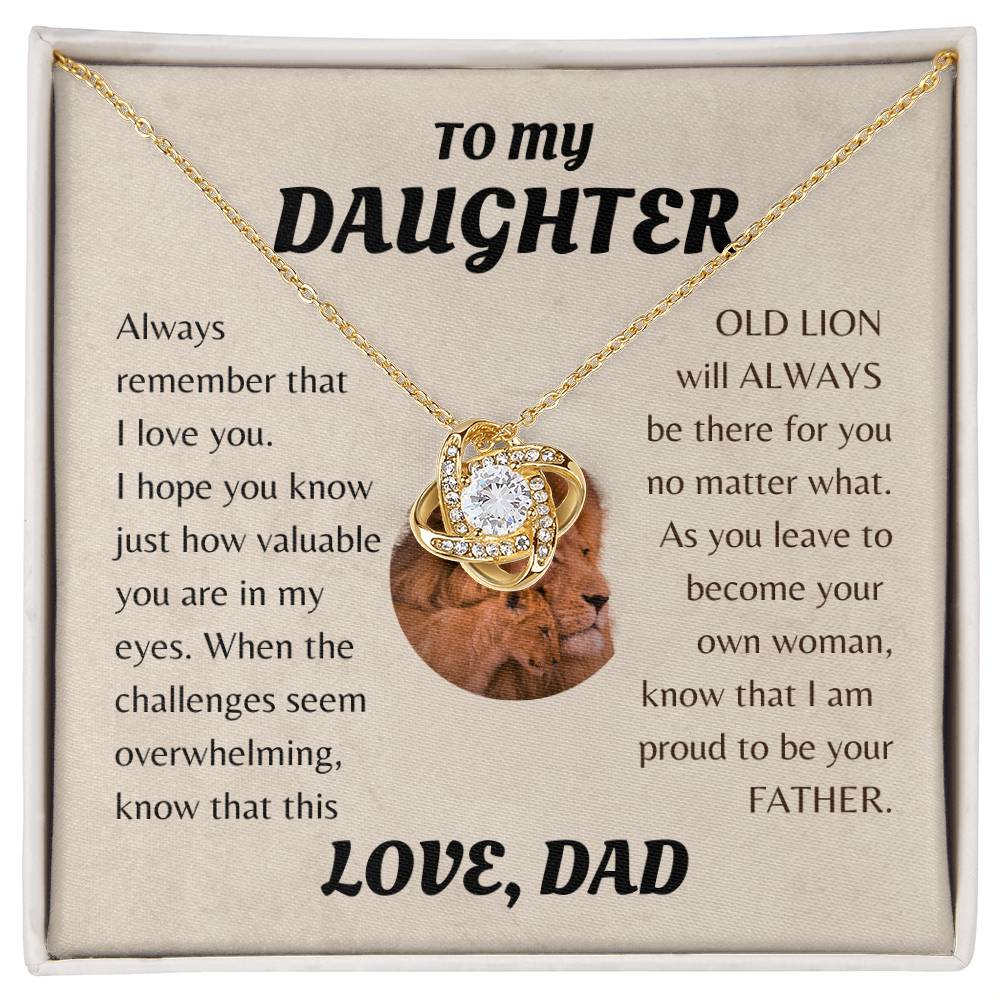 To My Daughter from Dad White Gold Love Knot Necklace "Never Forget that I Love You ALWAYS"