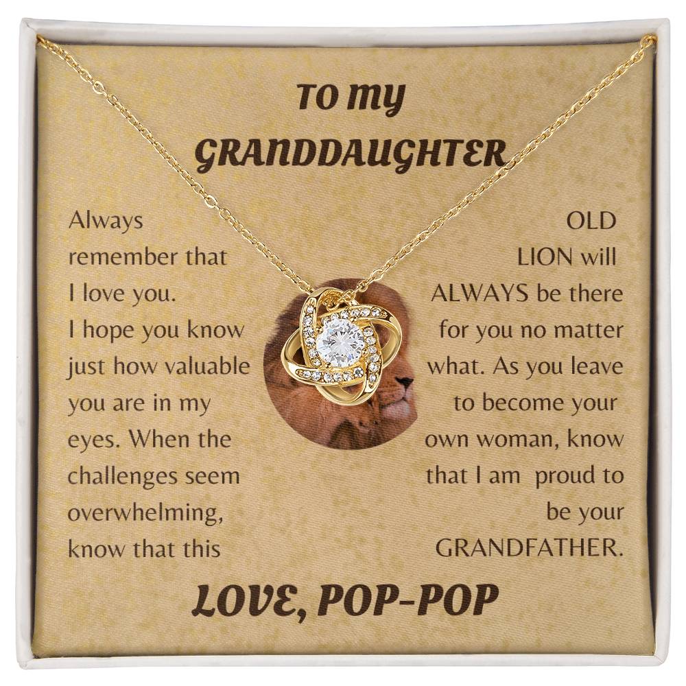 To My Granddaughter from Pop Pop White Gold Eternal Hope Necklace "Never Forget that I Love You ALWAYS""