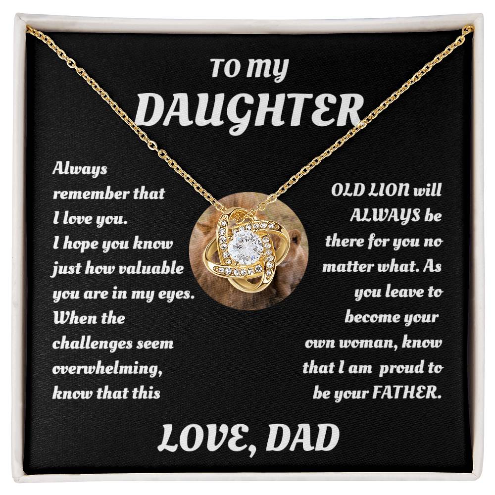 To My Daughter from Dad White Gold Love Knot Necklace "Never Forget that I Love You ALWAYS"