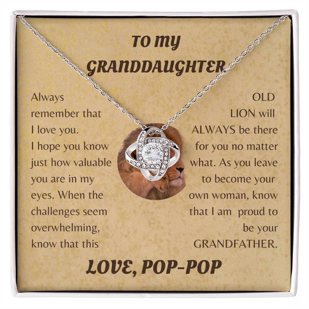 To My Granddaughter from Pop Pop White Gold Eternal Hope Necklace "Never Forget that I Love You ALWAYS""