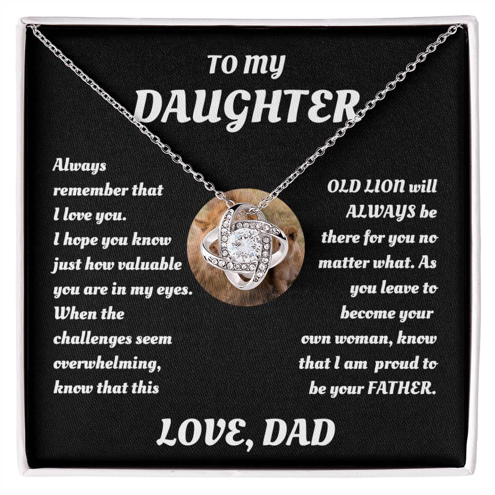 To My Daughter from Dad White Gold Love Knot Necklace "Never Forget that I Love You ALWAYS"