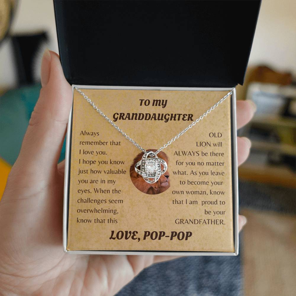 To My Granddaughter from Pop Pop White Gold Eternal Hope Necklace "Never Forget that I Love You ALWAYS""