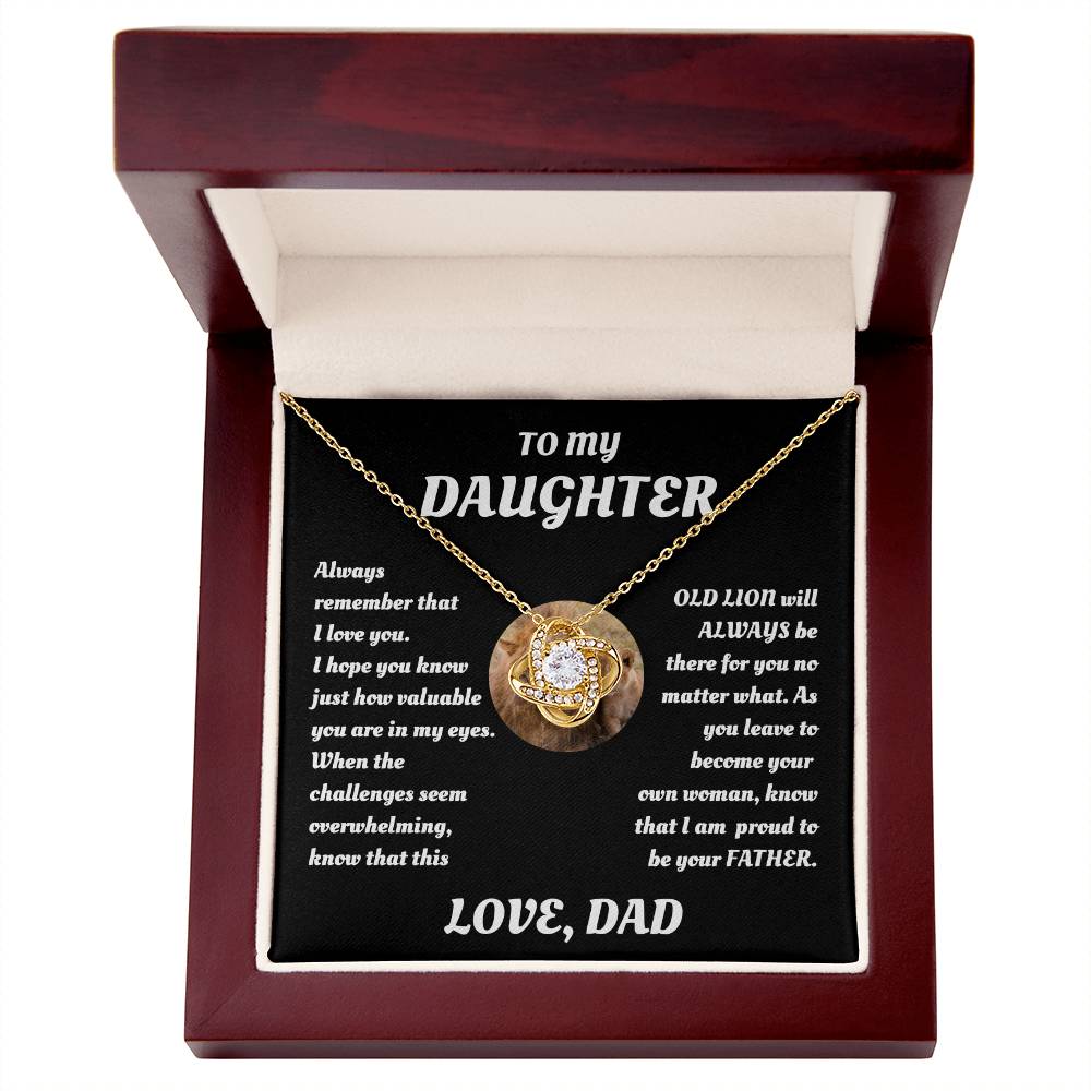 To My Daughter from Dad White Gold Love Knot Necklace "Never Forget that I Love You ALWAYS"