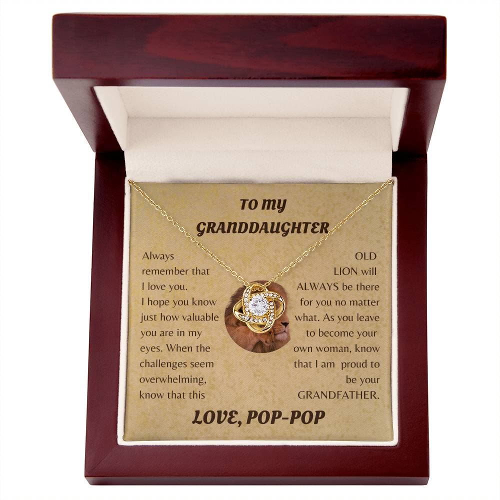 To My Granddaughter from Pop Pop White Gold Eternal Hope Necklace "Never Forget that I Love You ALWAYS""