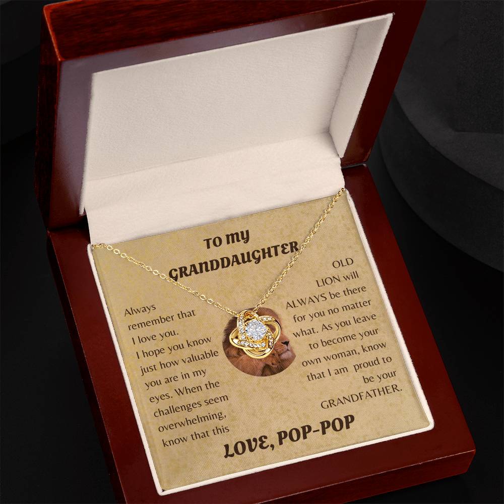 To My Granddaughter from Pop Pop White Gold Eternal Hope Necklace "Never Forget that I Love You ALWAYS""
