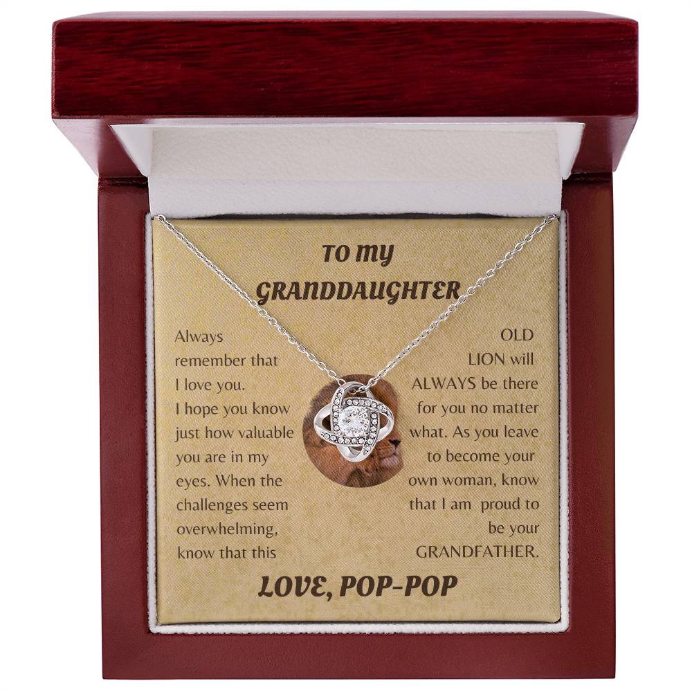 To My Granddaughter from Pop Pop White Gold Eternal Hope Necklace "Never Forget that I Love You ALWAYS""