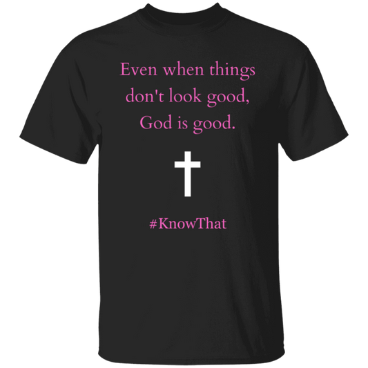God is good T-shirt (Pink text)