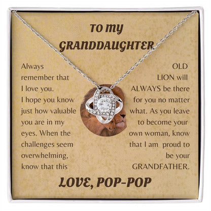 To My Granddaughter from Pop Pop White Gold Eternal Hope Necklace "Never Forget that I Love You ALWAYS""