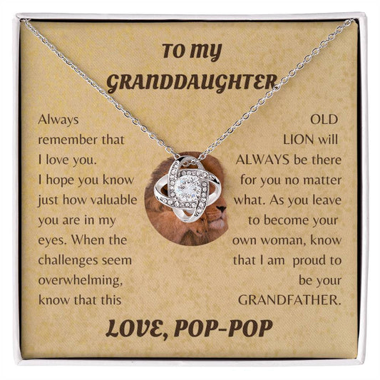 To My Granddaughter from Pop Pop White Gold Eternal Hope Necklace "Never Forget that I Love You ALWAYS""